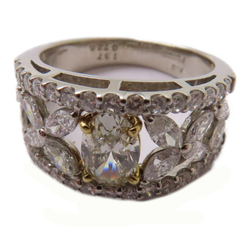 FINE JEWELRY 0.725ct 1.37ct Diamond Ring 18K Yellow Gold PT900 Platinum US#6