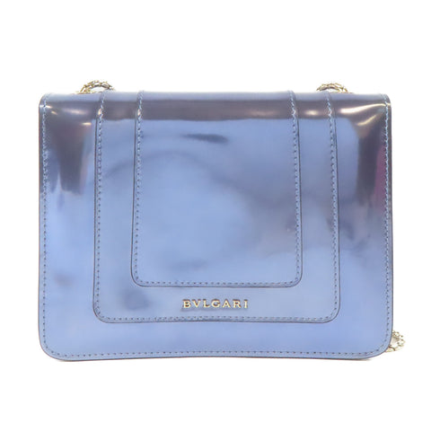 BVLGARI SHW Serpenti Forever Shoulder Bag Patent Leather Blue