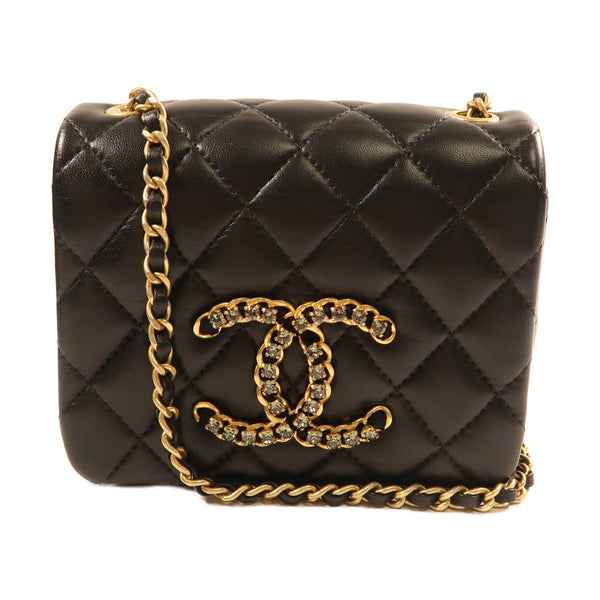 CHANEL CC GHW Chain Shoulder Lambskin Leather Black