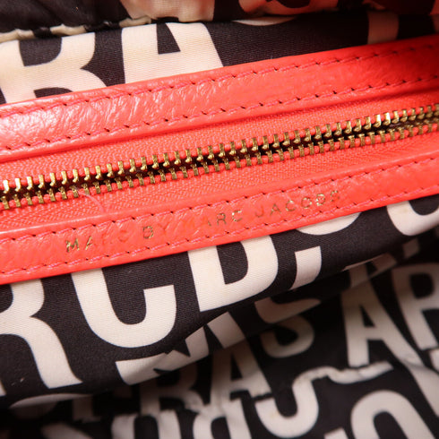 MARC JACOBS GHW 2 Way Shoulder Bag Calfskin Leather Fluorescent Pink