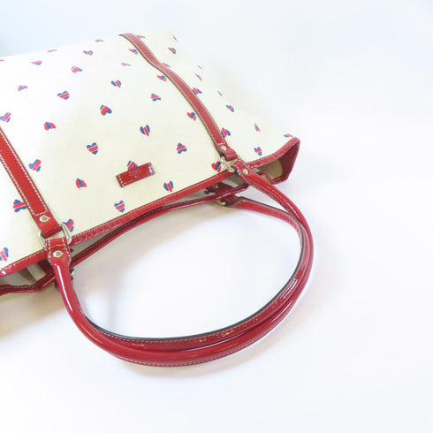 GUCCI GG SHW Shoulder Bag 197953 Coated Canvas White Red