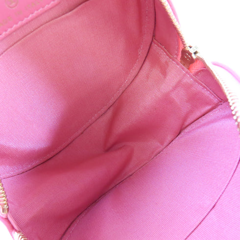 CHANEL Quilted GHW CC Round Pearl Shoulder Bag Crossbody Lambskin Leather Pink