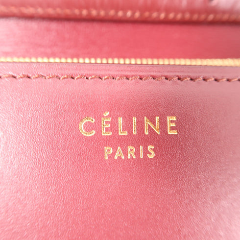 CELINE GHW Classic Box Shoulder Bag Calfksin Leather Red