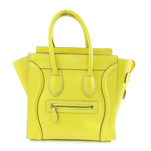 CELINE SHW Luggage Handbag Calfskin Leather Yellow