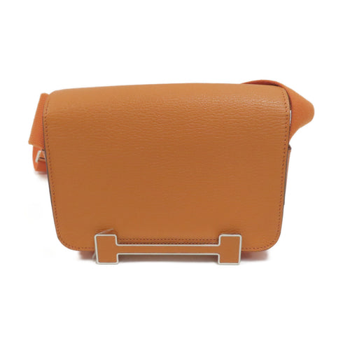 HERMES PHW Geta Shoulder Bag Chevre Leather Stamp U Orange