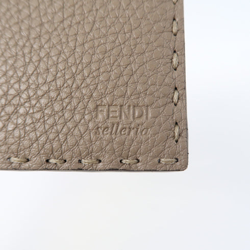 FENDI Card Case/Card Holder Calfskin Leather Beige