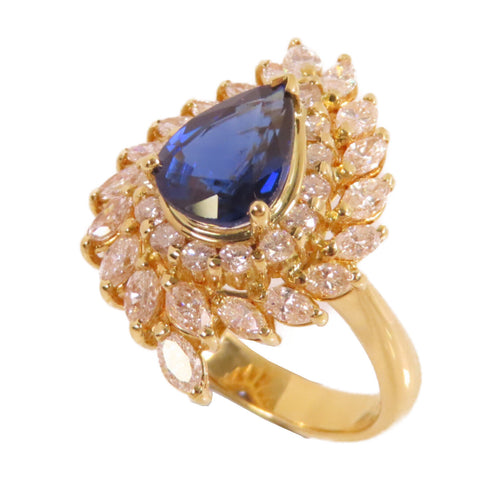 FINE JEWELRY 2.51ct Sapphire 1.61ct Diamond Ring 18K Yellow Gold US#6.5