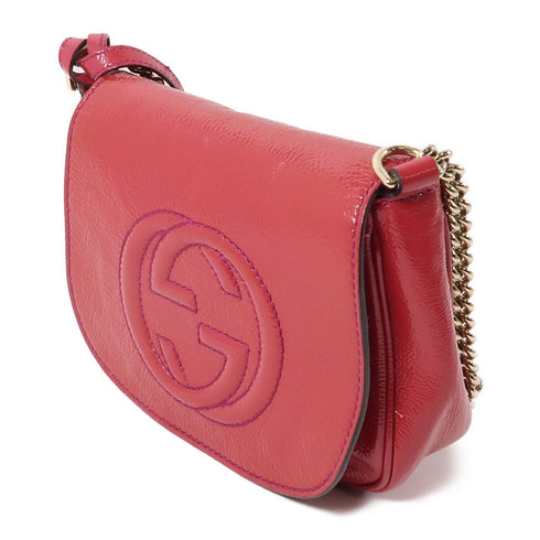 GUCCI GG GHW Shoulder Bag Calfskin 323190 Calfskin Leather Red
