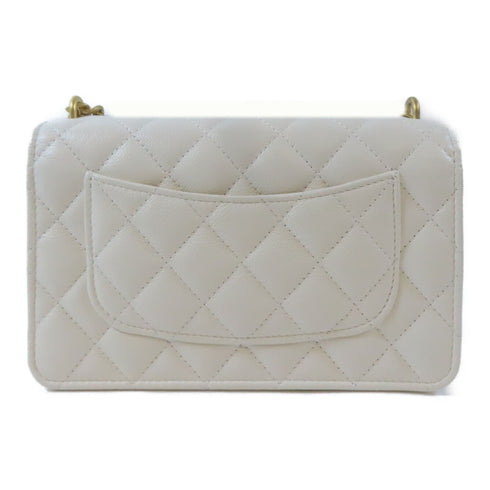CHANEL Quilted CC GHW WOC Wallet On Chain Shoulder Crossbody Bag Calfskin White