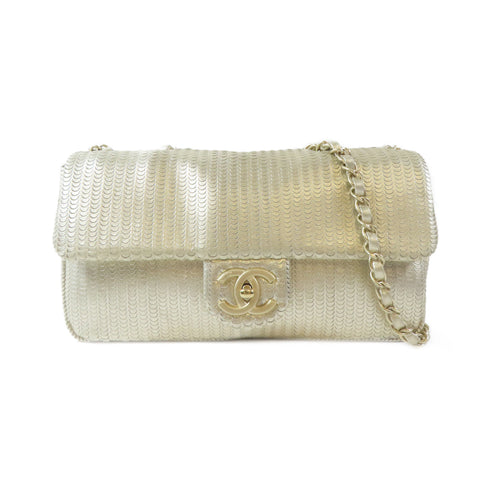 CHANEL CC GHW Chain Shoulder Handbag Lambskin Leather Gold