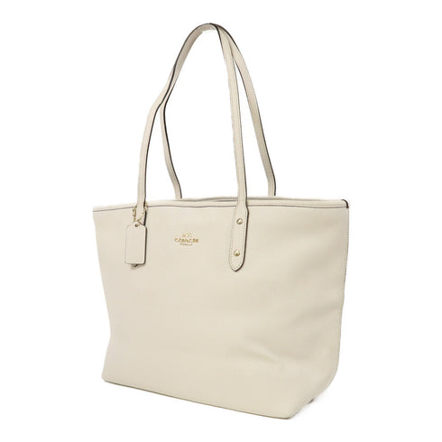 COACH GHW Shoulder Bag Calfskin Leather White