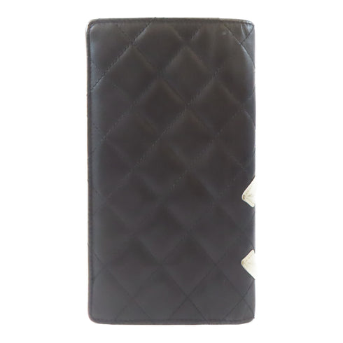 CHANEL CC Long Wallet Calfskin Leather Black