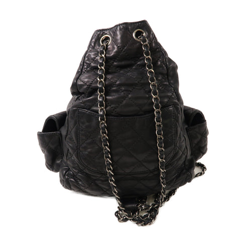 CHANEL CC SHW Backpack Rucksack Lambskin Leather Black