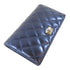 CHANEL Quilted CC SHW Long Wallet Calfskin Leather Blue
