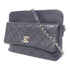 CHANEL Quilted CC SHW Chain Shoulder Bag Calfskin Leather Blue v2