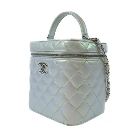 CHANEL Quilted CC SHW Vanity Bag Chain Shoulder Bag Calfskin Leather Pearlescent