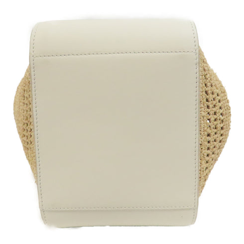 LOEWE GHW Hammock Compact Raffia 2way Shoulder Bag Leather Raffia White