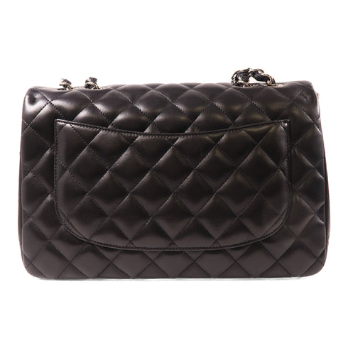 CHANEL Quilted CC SHW Classic Jumbo Chain Shoulder Bag Lambskin Leather Black