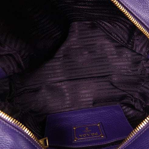 PRADA GHW Vitello Daino Shoulder Bag B3091M Leather Purple