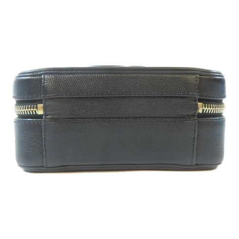 CHANEL Quilted CC GHW Vanity Case 2 Way Chain Shoulder Bag Caviar Leather Black