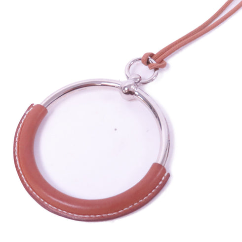 HERMES Necklace Leather/Metal Brown/Silver