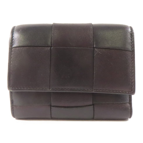 BOTTEGA VENETA BV GHW Fold Wallet Lambskin Leather Black Brown