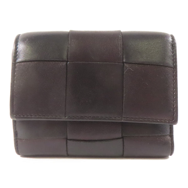BOTTEGA VENETA BV GHW Fold Wallet Lambskin Leather Black Brown