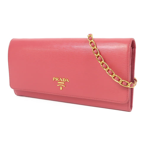 PRADA GHW Chain Shoulder Bag Calfskin Leather Pink