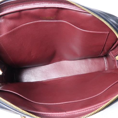 CHANEL Quilted CC GHW Chain Shoulder Bag Calfskin Leather Black v1