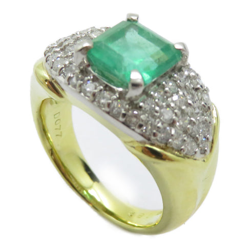 FINE JEWELRY 1.88ct Emerald 0.77ct Diamond Ring PT900 Platinum 18K Gold US#5.75