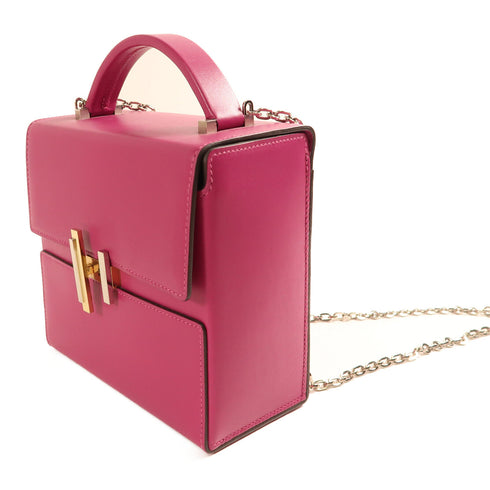 HERMES PHW Cinhetic Bag 2 Way Shoulder Bag Tadelakt Leather Rose Purple