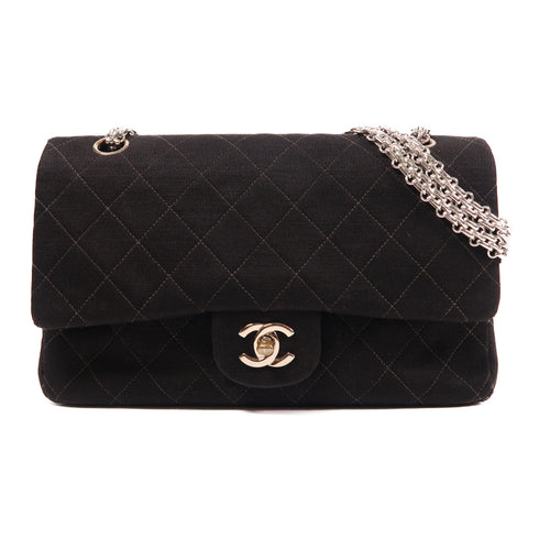 CHANEL Quilted CC SHW Chain Shoulder Bag 7224 Canvas Black
