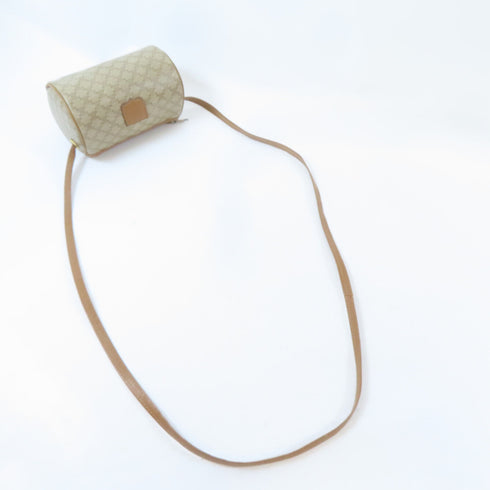 CELINE GHW Shoulder Crossbody Bag PVC Coated Canvas Brown