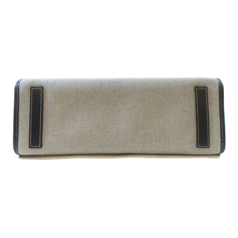 BURBERRY GHW Freya Tote Bag Shoulder Handbag Canvas Leather Black White