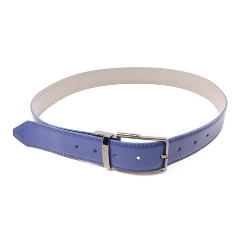VERSACE Belt Leather Blue/Gray/Silver