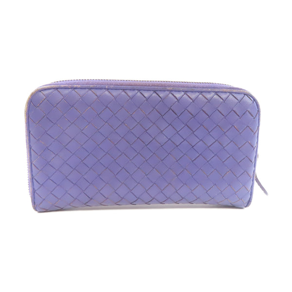 BOTTEGA VENETA BV Zipper Long Wallet Intrecciato Leather Purple