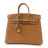 HERMES GHW Birkin 25 Handbag Togo Leather Gold Brown