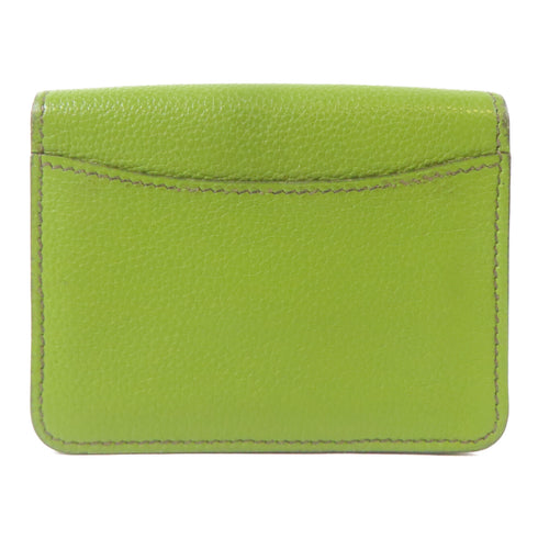 HERMES PHW Dogon Card Case Leather Green