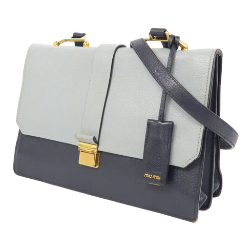Miu Miu GHW Shoulder Bag 5BH003 Calfskin Leather Blue