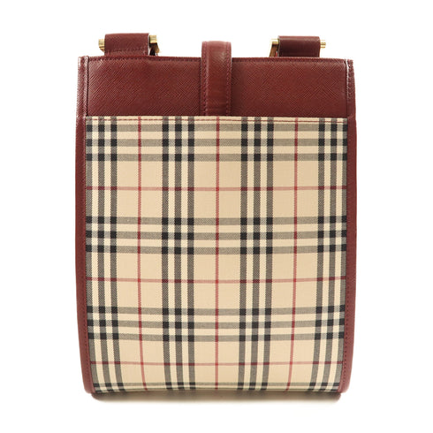 BURBERRY GHW Shoulder Bag Red/Beige/Wine Canvas