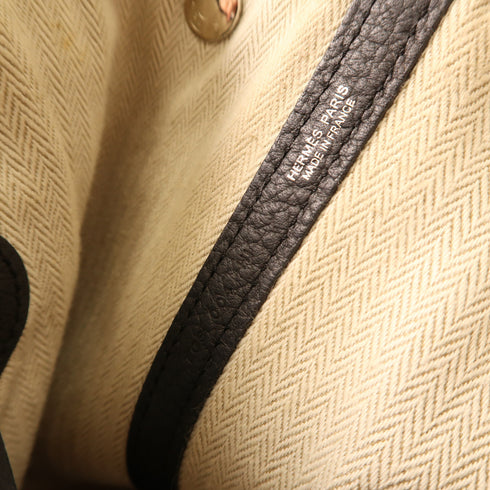 HERMES PHW Garden Party PM Totebag Negonda Leather Bleu Indigo Navy Blue