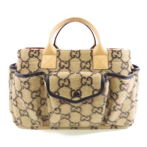 GUCCI GG Handbag Tote Bag 628159 Wool Beige