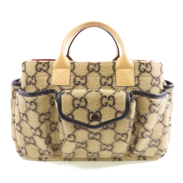 GUCCI GG Handbag Tote Bag 628159 Wool Beige
