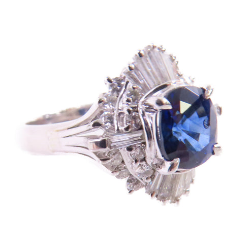 FINE JEWELRY 1.56ct Sapphire 0.75ct Diamond Ring US#5.5 PT900 Platinum