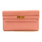 HERMES GHW Kelly Long Wallet Chevre Leather Pink