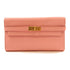 HERMES GHW Kelly Long Wallet Chevre Leather Pink