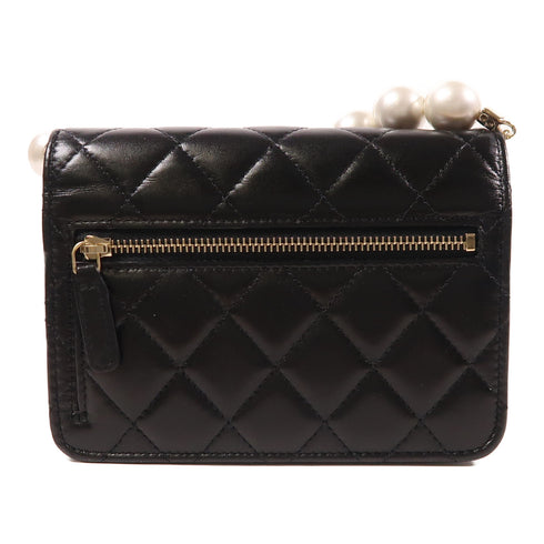 CHANEL CC GHW Wallet On Chain Shoulder Bag Calfskin Leather Black