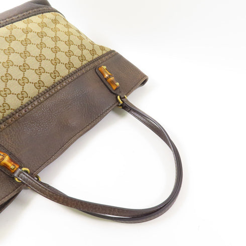 GUCCI GG GHW Tote Bag 353125 Canvas/Calfskin Leather Brown