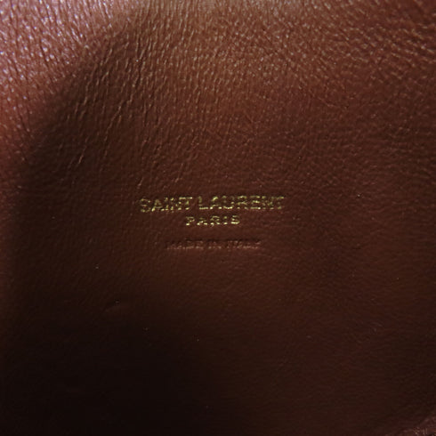 SAINT LAURENT YSL GHW Micro Cool Coin Case Purse Shoulder 696772 Leather Brown