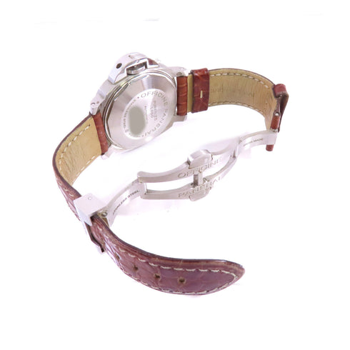 PANERAI Luminor Marina Automatic Watch Leather Belt SS PAM00048 Black